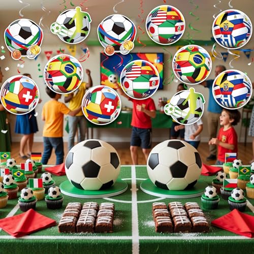 Soccer Hanging Swirls, 30Pcs Soccer Ball Ceiling Streamers Football Theme Party Swirls for Sport Event Game Hanging Decorations