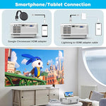 Mini Projector, Hd Portable Projector 1080P Full Hd Supported, Movie Projector Compatible With Smartphone & Tablet Tv Stick Laptop Hdmi Usb Av, White