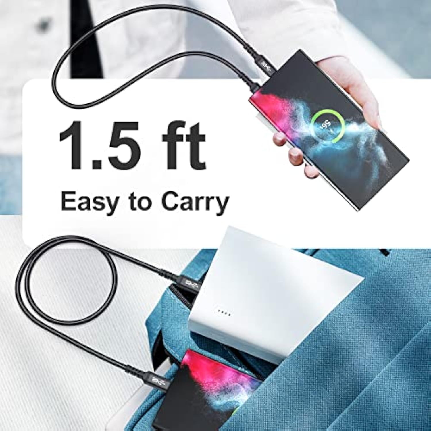 Usb C To Usb C Cable 1.5Ft, [4Pack] 60W Short Type C Charger Fast Charging 5Gb