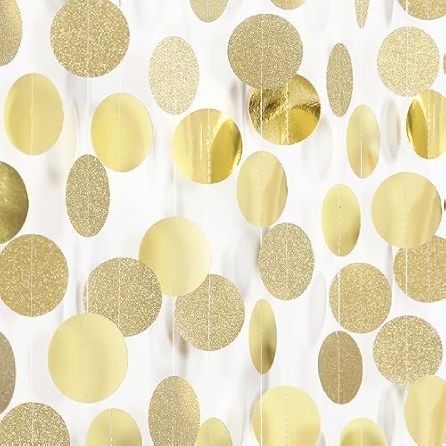Champagne Gold Engagement Party-Decorations Paper-Garland - 52Ft Glitter Wedding Hanging Streamers Banner,Bachelorette Bridal Shower Birthday Christmas Housewarming Backdrop Decor