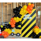 Construction Balloons, 12 Inch Black Orange Yellow Balloons,Excavator Helmet Warning Printed Latex Balloons For Construction Party Birthday Truck Theme Baby Shower Boys Party Supplies