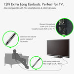 Extra Long Earbuds For Tv & Pc, With 12Ft Spring Coiled Extension Cable, Volume Control & Mic, In-Ear Wired Headphones For 3.5Mm Audio Output Devices, Changeek Cgs06