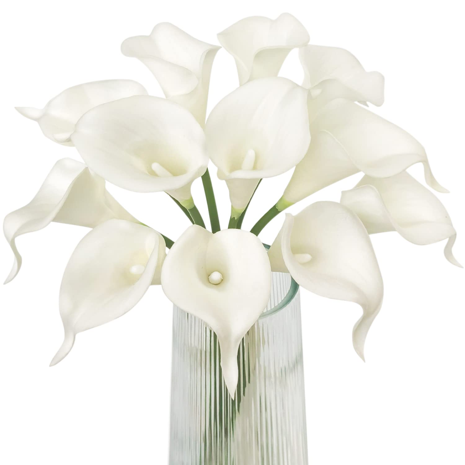 White Calla Lily 12Pcs Artificial Flowers Bouquet For Wedding Bride Shower Blessing Gift Home Decoration Faux Calla Lilies Flower, White