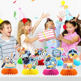 8Pcs Blue Dog Honeycomb Decorations, Cute Cartoon Animal Honeycomb Centerpiece Table Decor, Birthday Party Supplies Ornaments