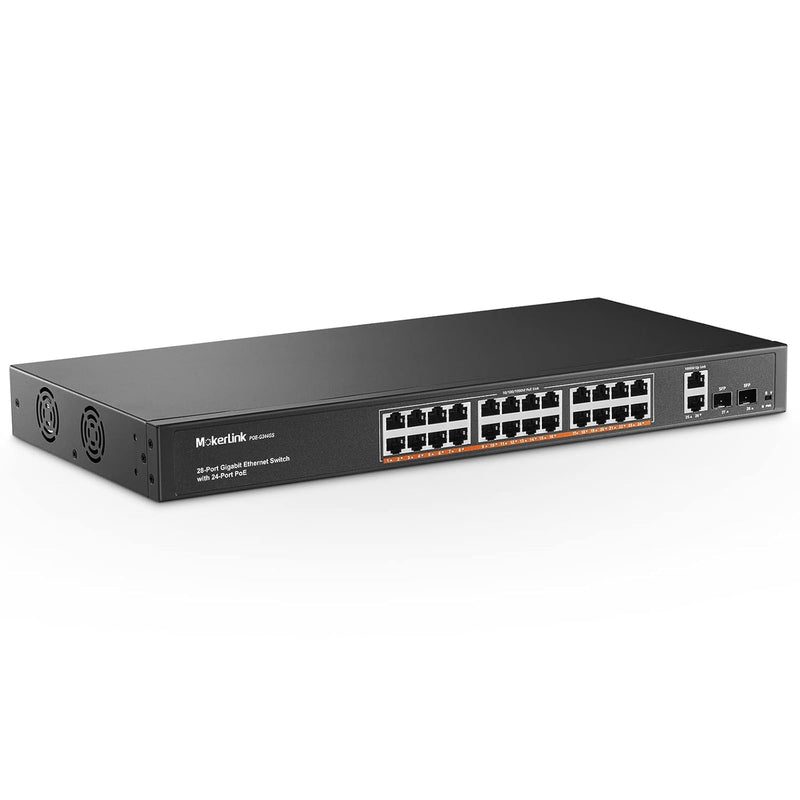 24 Port Gigabit Poe Switch, 2 Gigabit Ethernet Uplink, 2 Gigabit Sfp, 400W Iee