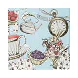 20 X Blue Alice In Wonderland Cocktail Napkins Disposable Serviettes Mad Hatter Themed Party Supplies For Afternoon Tea Party, Onederland Birthday, Mother'S Day, Baby Shower, Decoupage