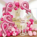 Breast Cancer Awareness Balloons 42" Pink Ribbon Foil Balloons, Fight Awareness Cheer Balloons, Hospital Nurse Day Party Decoration Balloons Accessories Campaign Support 4Pcs