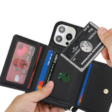 For 14 Pro Max Case With Card Holder,Phone Case For 14 Pro Max Case With Strap Crossbody Lanyard Stand,14 Pro Max Wallet Case For Women,Pu Leather Zipper Pocket Case-Black