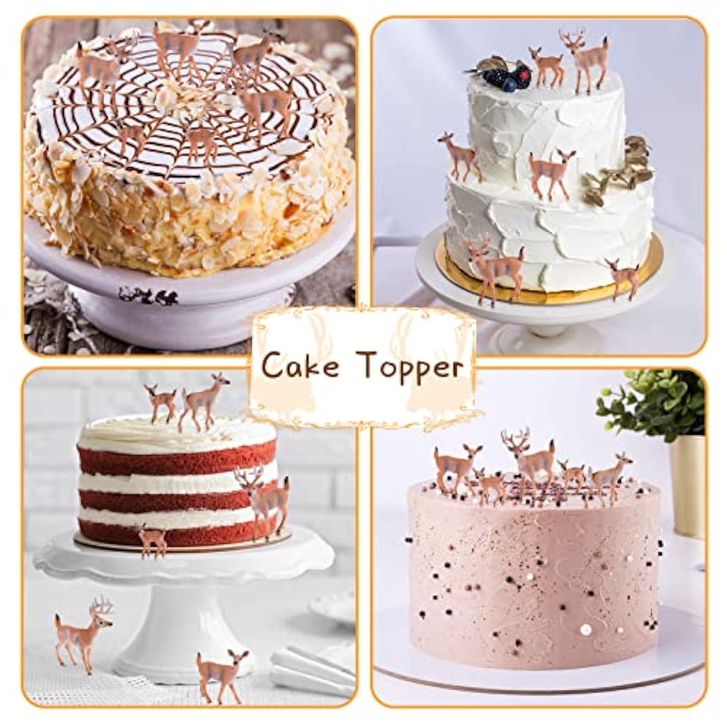 12 Pieces Deer Figurines Toy Realistic Deer Family Figurines Forest Animals Figures Miniature Woodland Creatures Miniature Cake Toppers For Christmas Birthday Party Bridal Shower