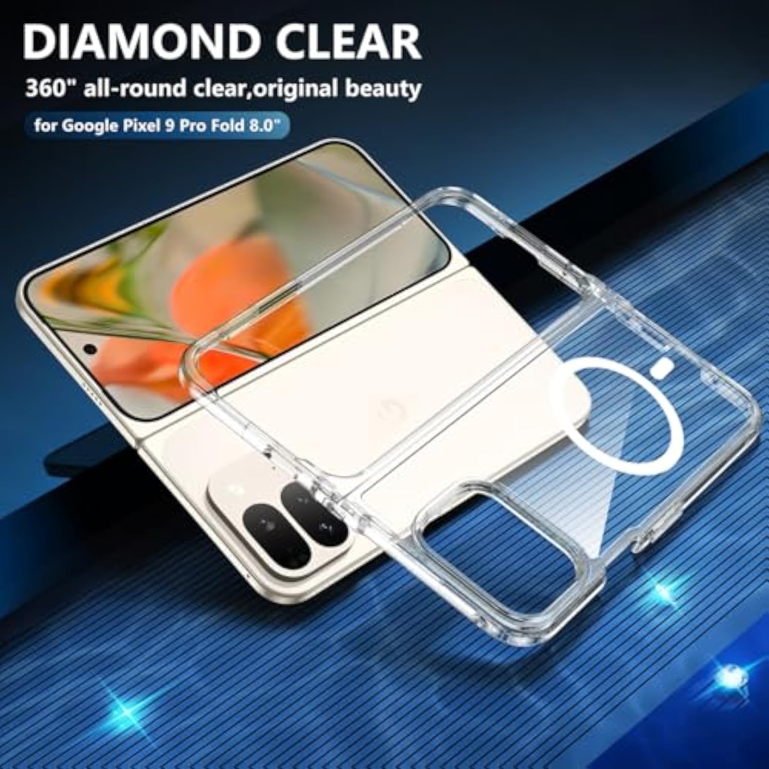 Magnetic Case For Google Pixel 9 Pro Fold, Transparent And Yellow Resistant,Compatible With Magsafe,Slim Fit Shockproof Protective Phone Case For Pixel 9 Pro Fold Case (Transparent)