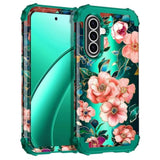 Galaxy A37 5G Case, Three Layer Heavy Duty Shockproof Protection Hard Plastic+Soft Silicone Full Body Drop Protective Case for Samsung Galaxy A37 5G 6.7 inch, Light Pink Flower