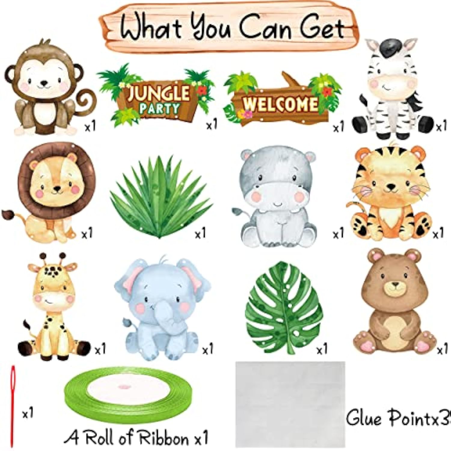 Jungle Safari Animal Party Decorations Welcome Jungle Party Door Signs Safari Theme Cutouts Banners For Wild One Birthday Party Baby Shower Supplies