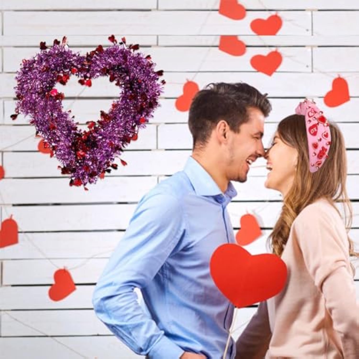 Hairband, Valentine'S Day Headband For Women With Love Heart And Crystal, Red, Pink, Wide Top Knot Headband, Hair Accessories Gifts