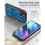 iPhone 13/14/15 Phone Case with Built-in Screen Protector Blue - Premium Protection and Stand Function