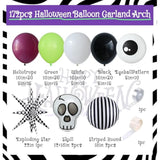 172Pc Halloween Balloon Arch Kit – Purple Green Black White with Skull Foils