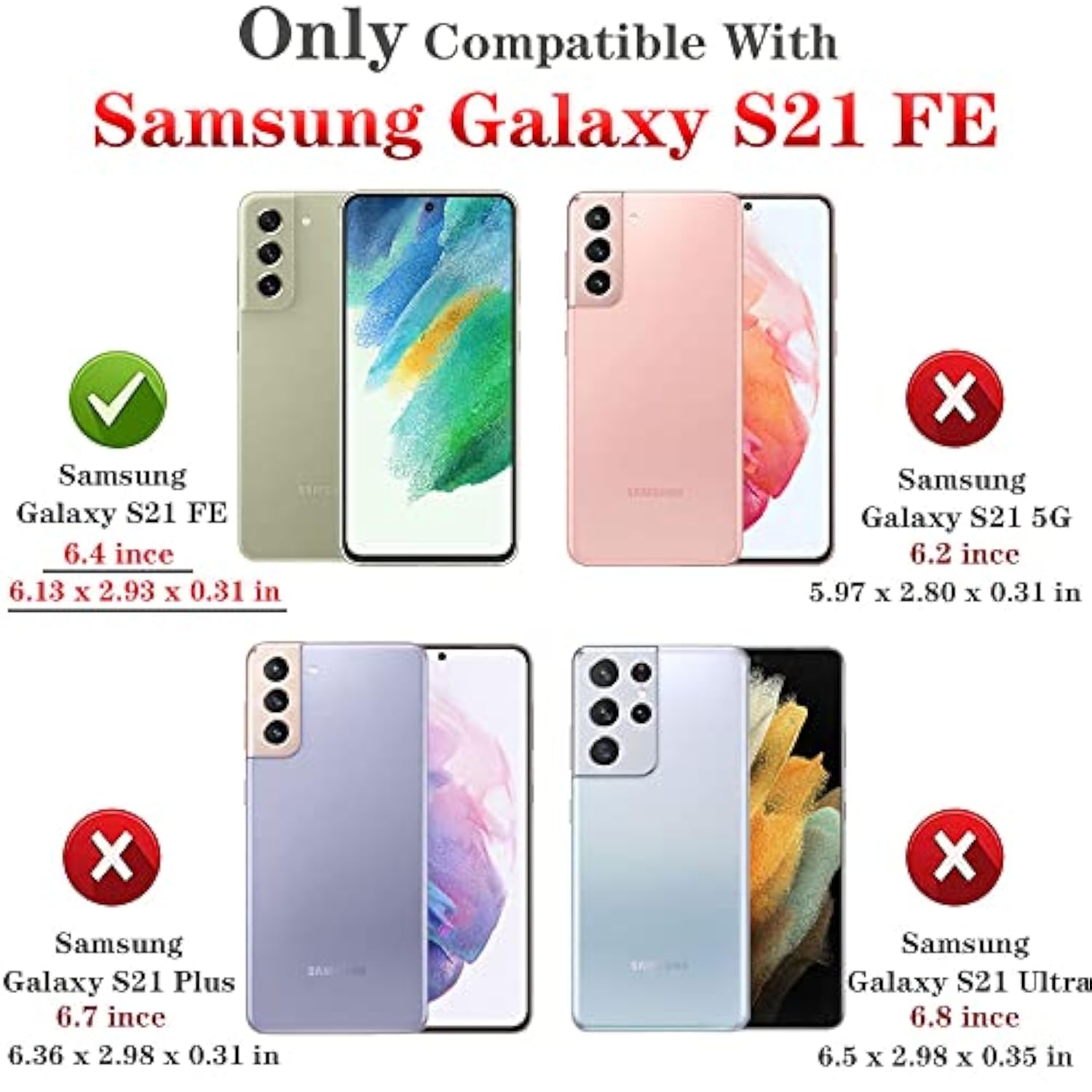 For Galaxy S21 Fe 5G Case: Samsung Galaxy S21 Fe 5G Case With Hd Screen Protector, Military Grade Protective Cases With Ring For Samsung S21 Fe (Red)