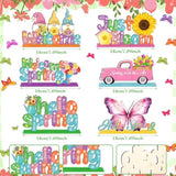 6 Pcs Spring Wooden Table Centerpiece Hello Spring Wooden Table Sign Flower Gnome Truck Butterfly Signs Farmhouse Wood Tabletop Decor For Home Party, 6 Styles