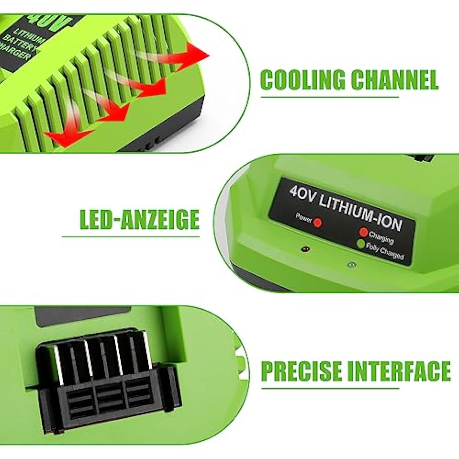 40V Charger Replacement For Greenworks 40V Battery Charger (Wall-Mountable) Compatible With Greenworks G-Max 40V Battery 29462 29472 29482 2901319 2938302 Baf702 Baf704 Baf705 L-300