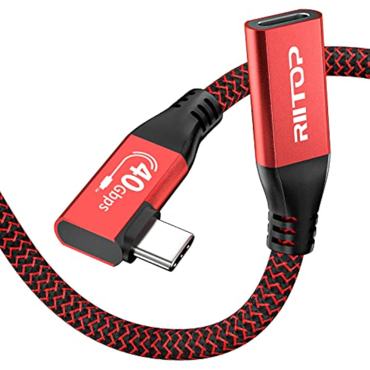 RIITOP USB4 Extension Cable 40Gbps [2.6FT, Angled], USB Type C 4.0 Male to Fem