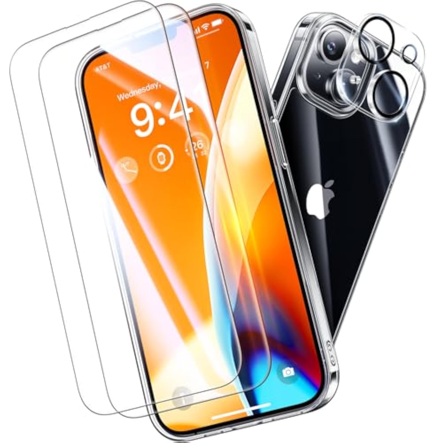 Diamond Clear For Iphone 14 Case With 2X Screen Protector + 2X Camera Lens Protector, [Not Yellowing][Military-Grade Protection] Slim Thin Shockproof Phone Case For Iphone 14, Clear