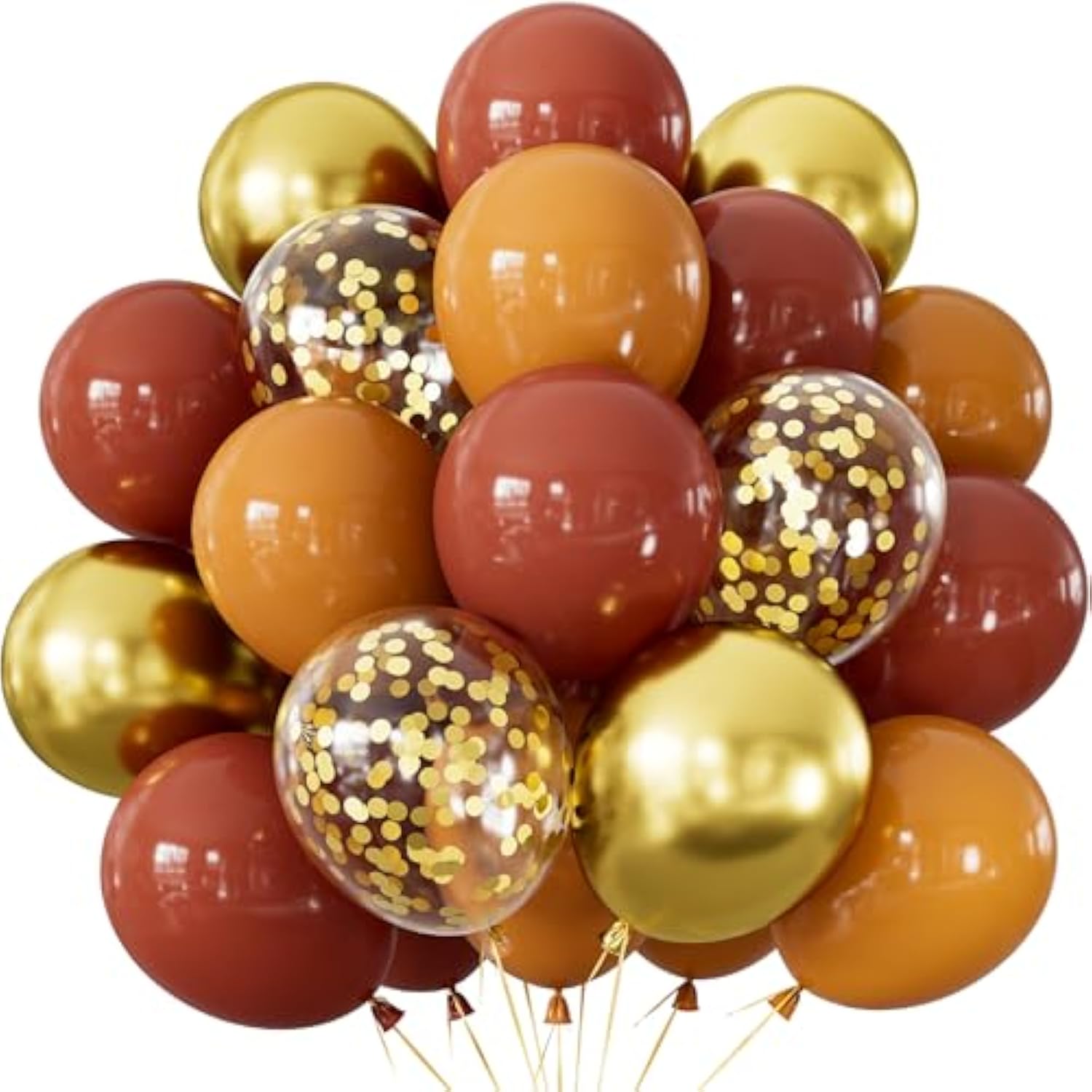 50pcs Fall Balloons 12 Inch Coco Brown Gold Confetti Latex Balloons for Thanksgiving Party