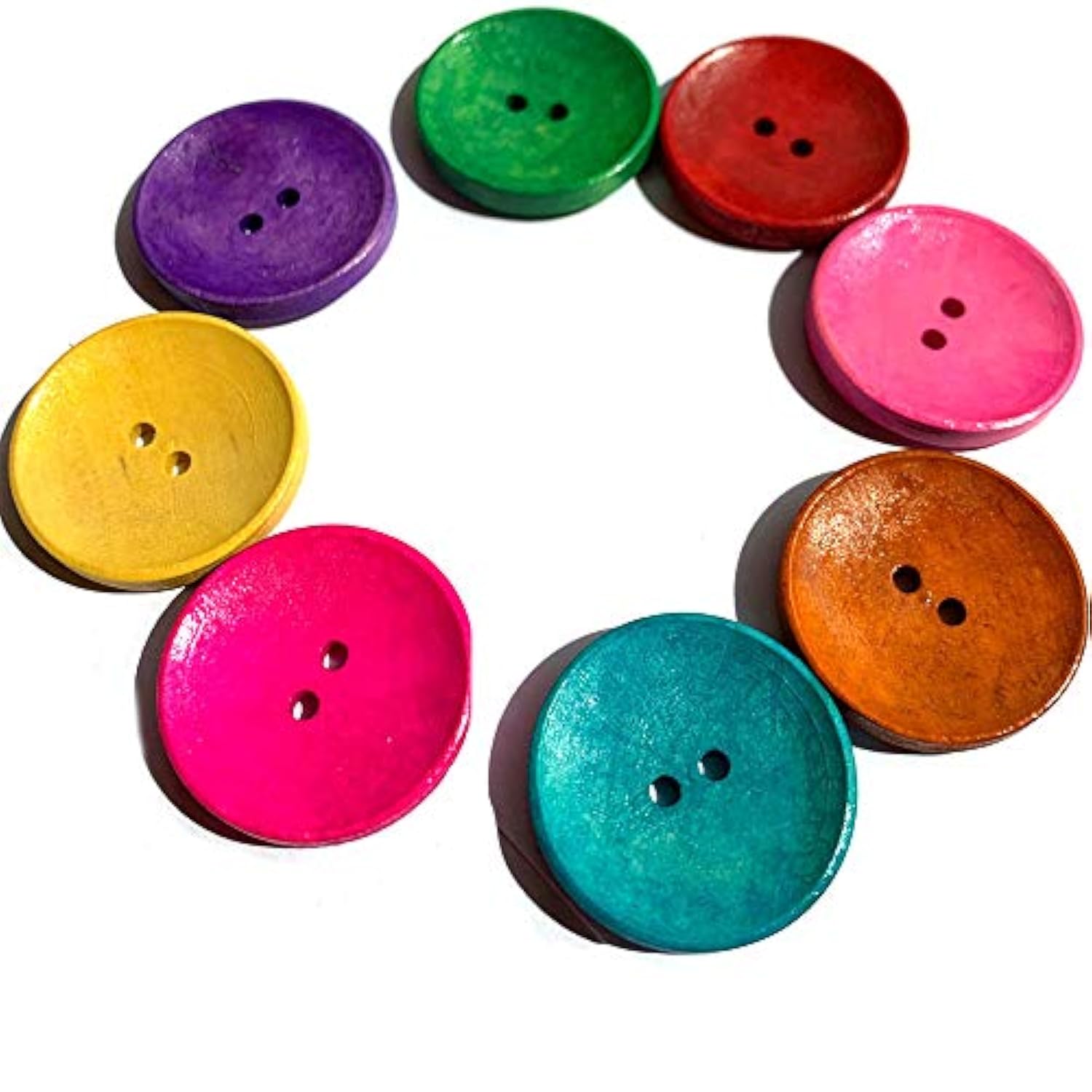 100Pcs/Pack Wood Colorful Buttons Natural Horn Shape 2 Hole Scrapbooki