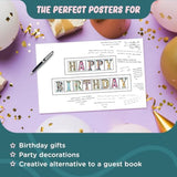 L&O Goods Happy Birthday Card | Guest Book Alternative | Happy Birthday Sign Decorations For Men, Women, Boys, Or Girls | Wall Art Poster | 11X17 Inch | Unframed