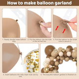 153Pcs Brown Balloon Garland Arch Kit, Different Sizes 18 12 10 5 Inch Brown Nude Latex Metallic Confetti Gold Balloons For Neutral Bear Baby Shower Safari Birthday Party Decorations Supplies