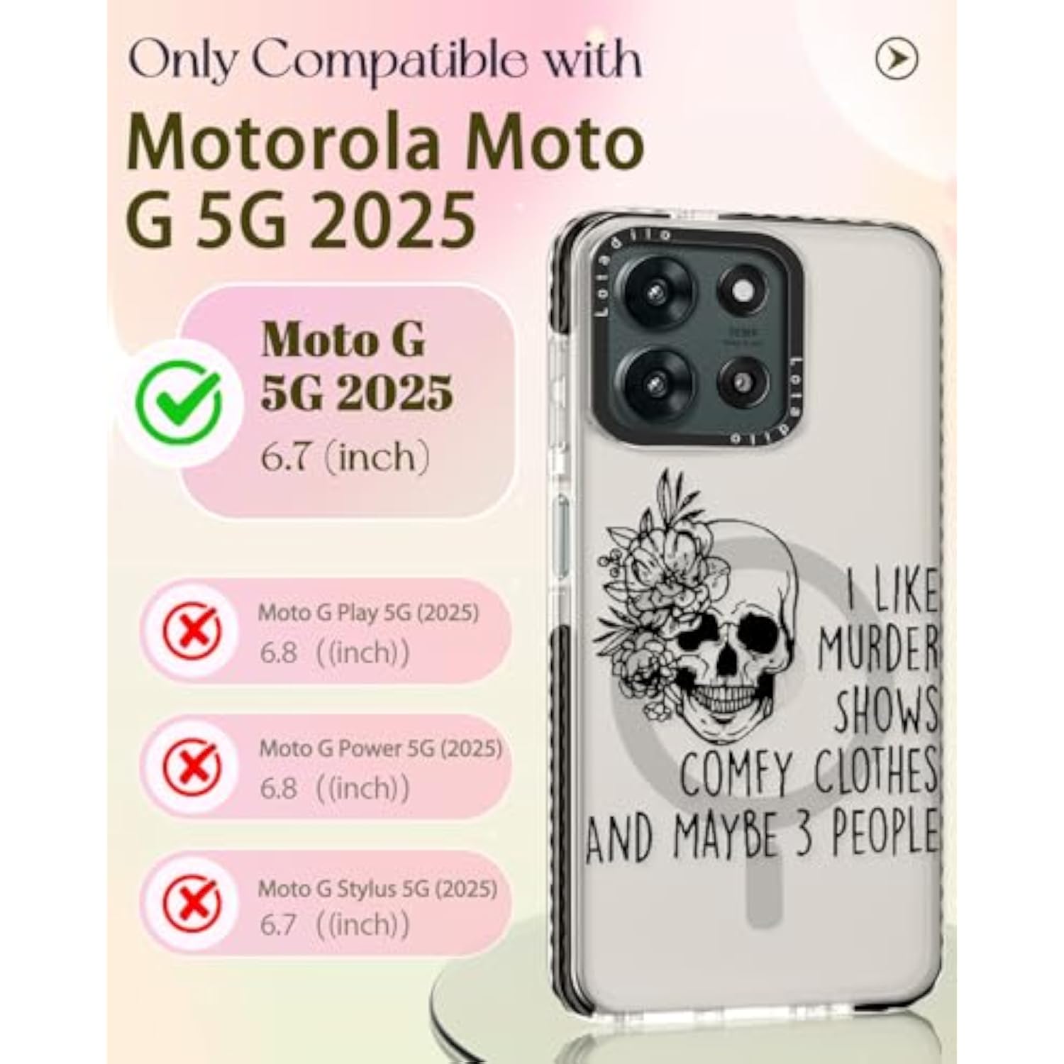 Motorola Moto G 5G 2026/2025 Case for Women with Skull Design