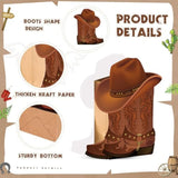 8 Set Western Cowboy Boots Flower Boxes Centerpiece Boot Shape Box Decorations Western Theme Party Boot Gift For Cowboy Cowgirl Birthday Party Baby Shower Wedding Supplies(Brown,Classic)