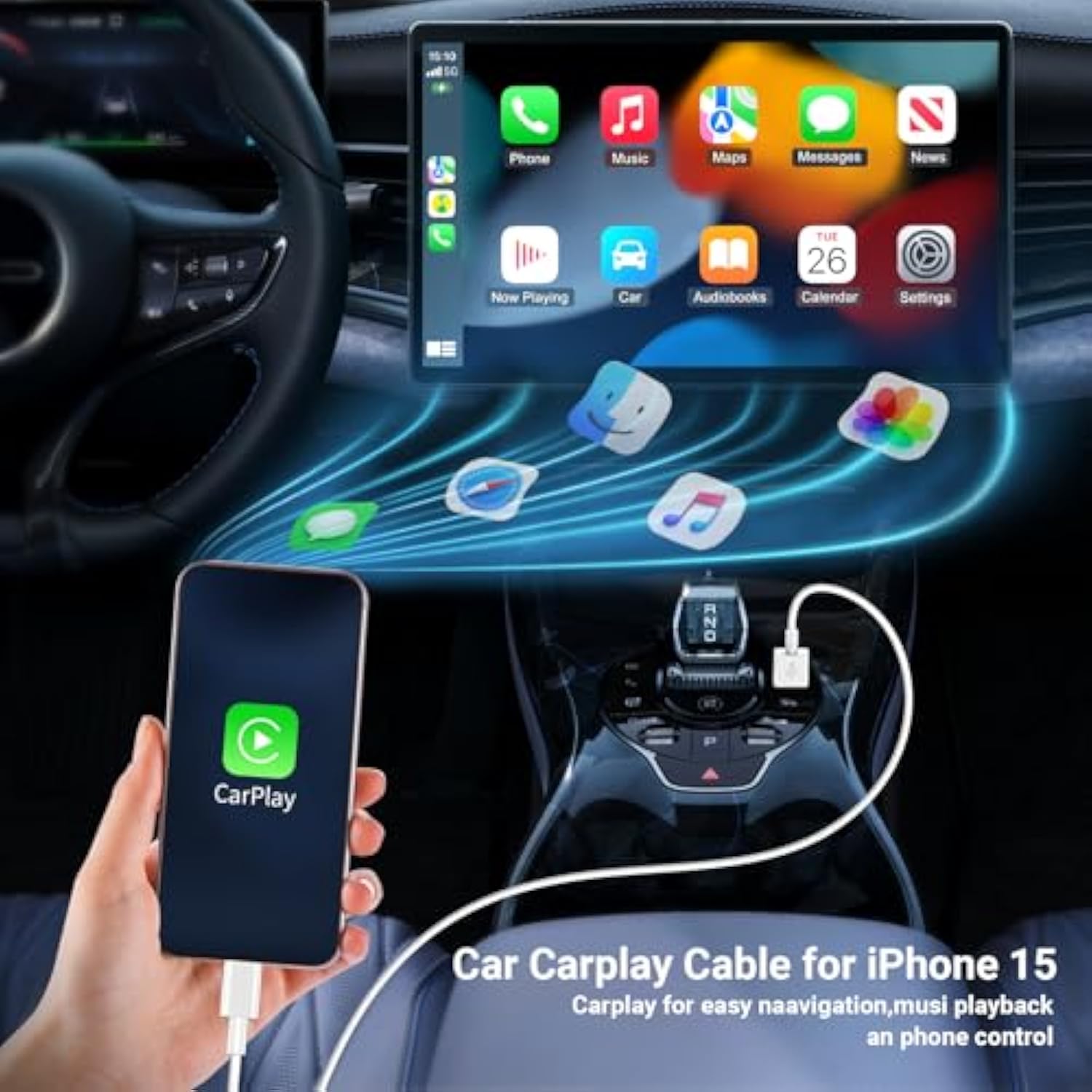 3 Pack Car Carplay Cable For Iphone 16 15 Pro Max 15 Plus,3Ft Usb To Usb C Cable For Car Charger Adapter, Carplay Usb C Cord Accessories Charging For Ipad 10Th Gen/Ipad Pro Air 5Th-White