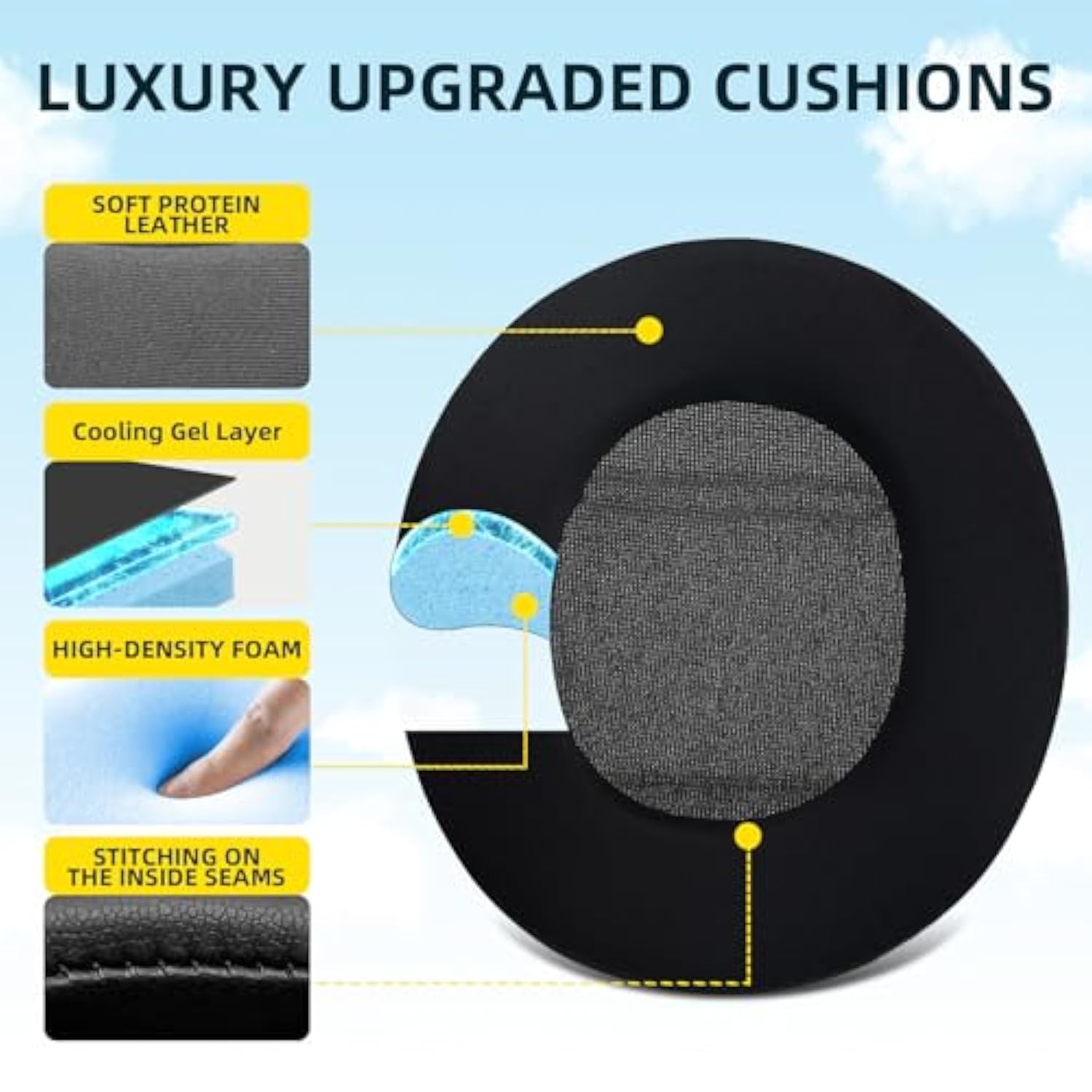 Cooling Gel Replacement Earpads Pads Cushions For Steelseries Arctis1/3/5/7/7+/7P/7P+/7X/7X+/9/9X/Pro/Prime Headphone(Black)