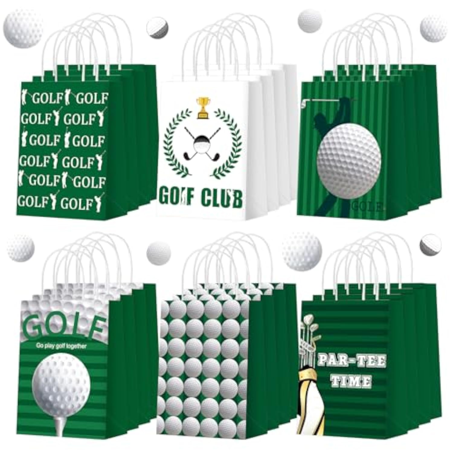 24 Pcs Golf Party Favor Bags Golf Goodie Gift Wrapping Paper Bags With Handles Portable Sports Ball Candy Treat Pouch For Birthday Party Decorations Supplies