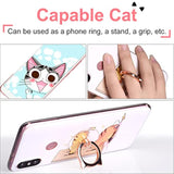 Cat Phone Ring Holder Clear Cell Phone Ring Holder Transparent Stand Finger Grip (1 Silver + 1 Rose Gold Cat)