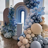 Blue White Sand Balloons Dusty Slate Fog Pastel Metallic Blue Beige Balloon 12Inch Helium Latex Balloon For Arch Kids Birthday Party Decorations Baby Boy Shower Christening Bridal Wedding Decor
