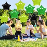 Black Green Star Balloons,12Pcs Black Light Green Star Shaped Foil Balloons,18Inch Large Helium Balloon For Soccer Video Games Theme Birthday Anniversary Party Decorations