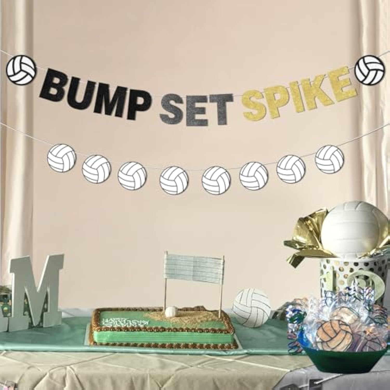 Volleyball Party Decorations, Bump Set Spike Banner for Birthday & Baby Shower