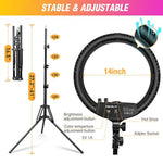Ring Light With Tripod Stand, 14 Inch Led Ringlight Kit With Phone Holder Adjustable Color Temperature Circle Lighting, Led Photo Beauty Ring Lights For Camera For Vlog, Makeup, Video Shooting