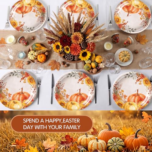 6 Pcs Fall Thanksgiving Pumpkin Melamine Plates 8 x 8 Inch Decorative Plates Reusable Tableware for Indoor and Outdoor Spring Easter Party, Perfect for Dessert, Salad, and Dinnerware