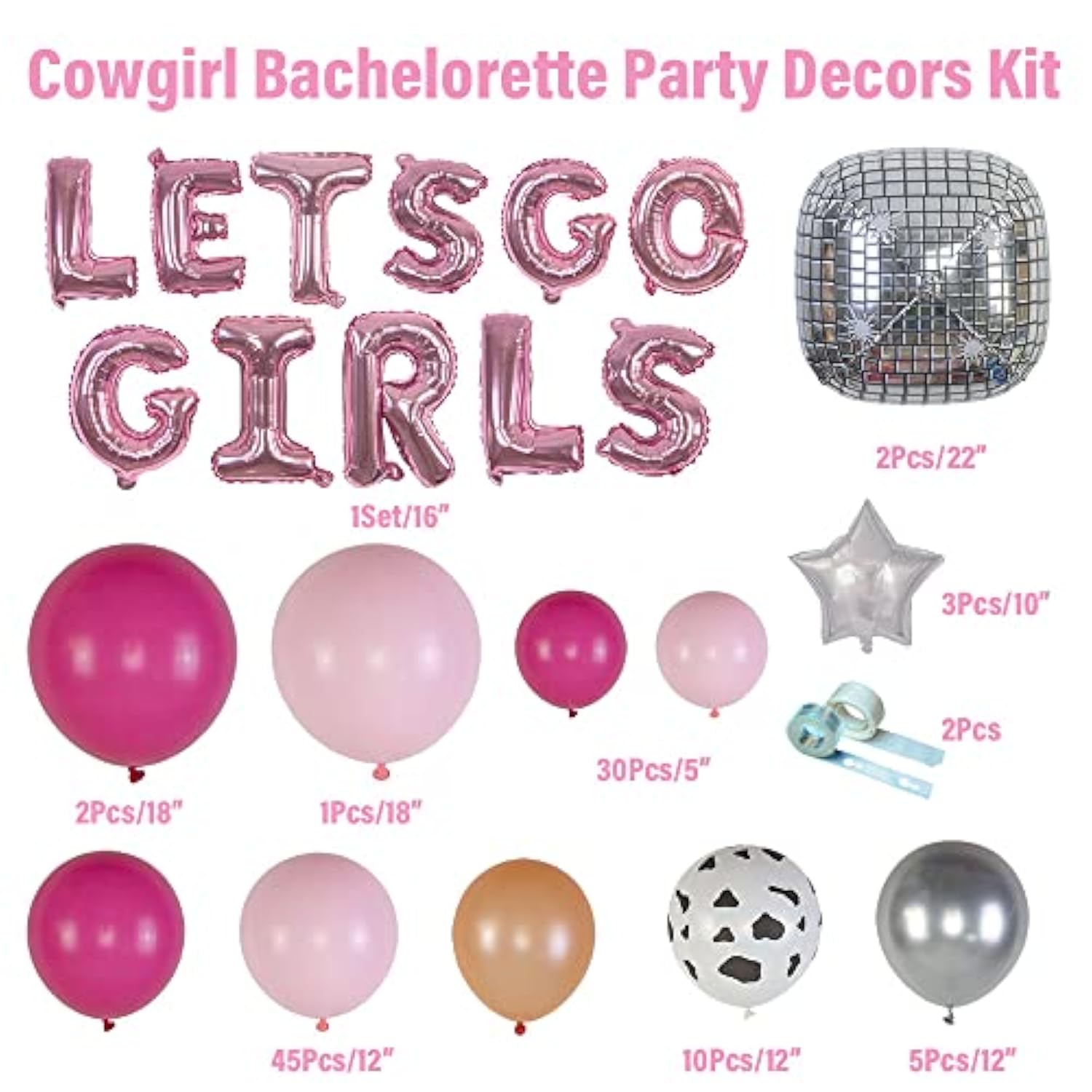 Cowgirl Bachelorette Balloon Arch Garland Kit, Western Disco Party Dec
