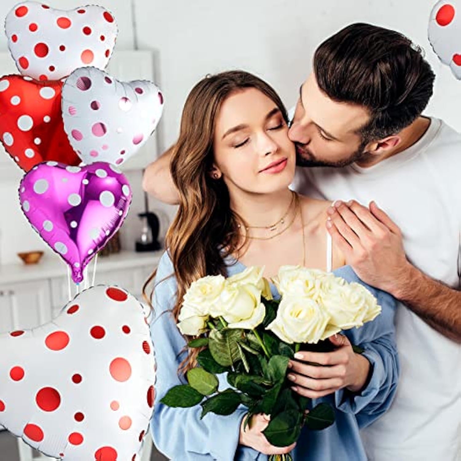 40 Pieces Heart Shaped Valentines Foil Balloons Purple, Red And White Foil Heart Balloons S For Birthday Party Supplies, Valentine, Birthday, Wedding, Bachelorette Bridal Party