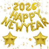 16 Inch 2026 Happy New Year Gold Letter Balloons for Party Decor