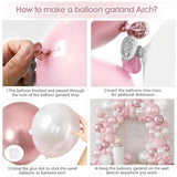 Pink And White Balloons Arch Kit, Double Stuffed Pastel Pink Balloon Garland Include Light Pearl Pink White And Metallic Pink Balloons For Coquette Wedding Birthday Party Bridal Shower Decorations