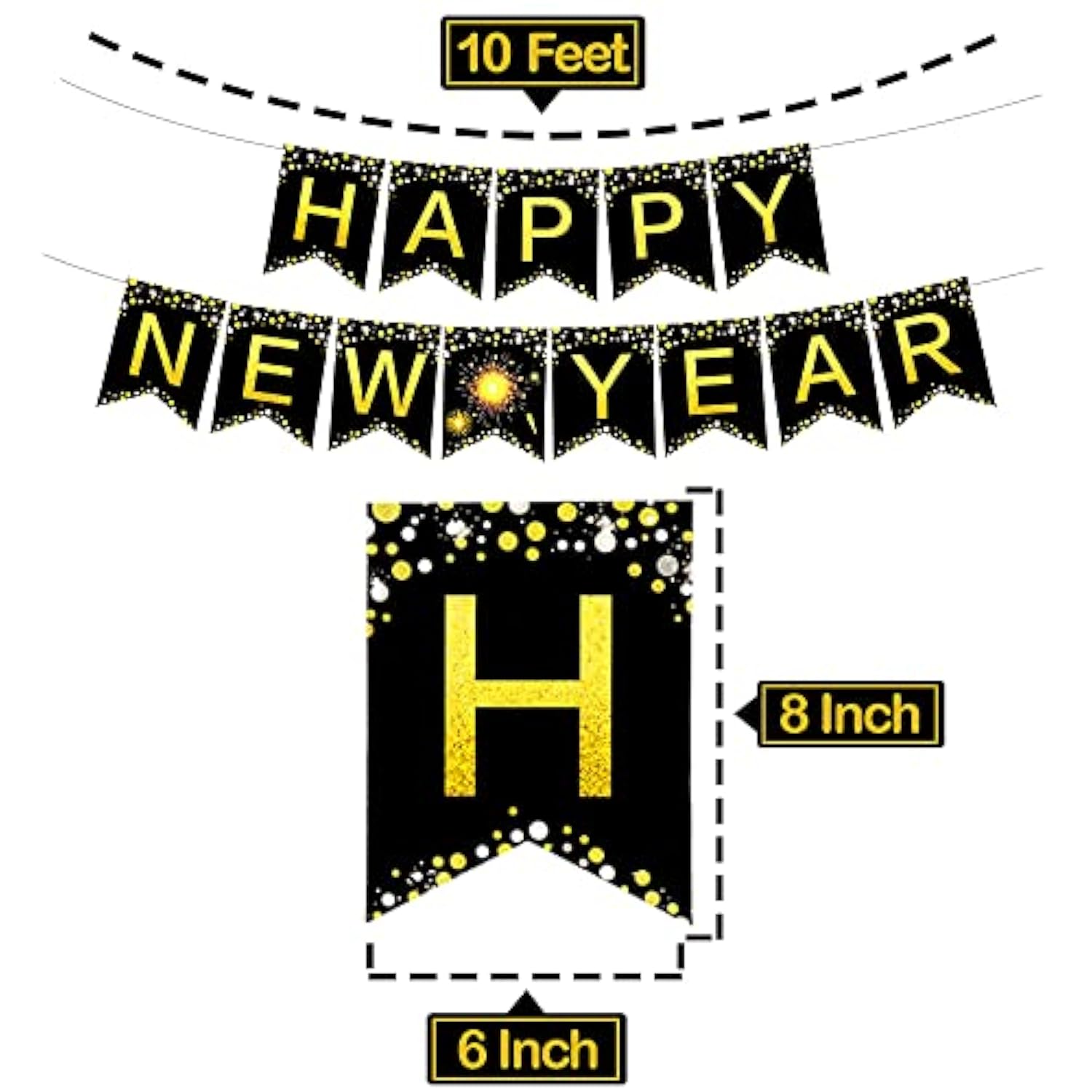 10 Ft 2026 Happy New Year Banner for Party and New Year Decorations