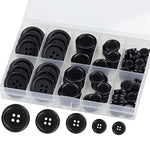 100 Pcs Black Resin Sewing Buttons, 4-Hole Craft Suit Coat Shirt Buttons, 5 Sizes, Round Mixed, With Compartment Storage Box, Suitable For Sewing, Diy And Holiday Decoration