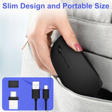 Bluetooth Wireless Mouse For Macbook Air Pro Mac Laptop Ipad Phone, Type C Rechargeable Silent Mice With Jiggler Mouse Mover 4 Mode Bluetooth 5.2/3.0 & 2.4G Usb-A & Usb-C Receiver- Black