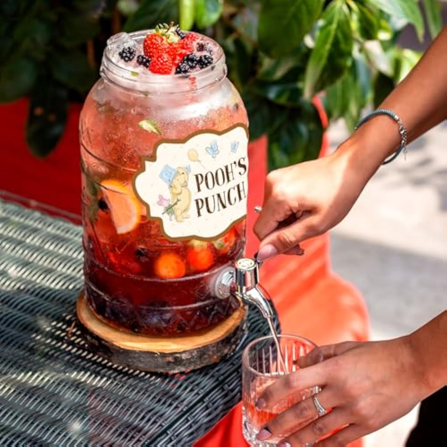 8Pcs Winnie Baby Shower Decorations Drink Labels & Party Decor for Pooh Theme