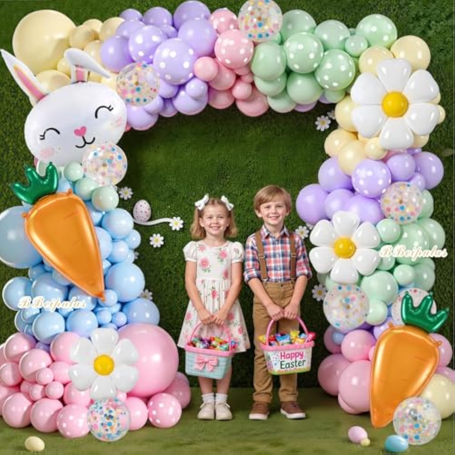 Easter Balloon Arch Kit 158Pcs - Pastel Balloons With Bunny, Carrot & Daisy Balloons For Easter Party Decorations, Spring Birthday, Baby Shower