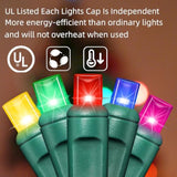 50Led String Lights,Led Christmas Lights,6" Spacing,Green Wire,Multicolor,Commercial Grade