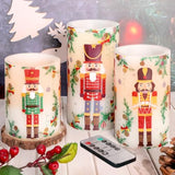 Nutcracker Christmas Flameless Candles Remote: Real Wax Flickering Battery Operated Candles - Home Party Bedroom Birthday Holiday Xmas Decorations